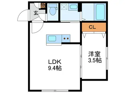 ONE-SOEN ワンーソウエン(1LDK/1階)の間取り写真