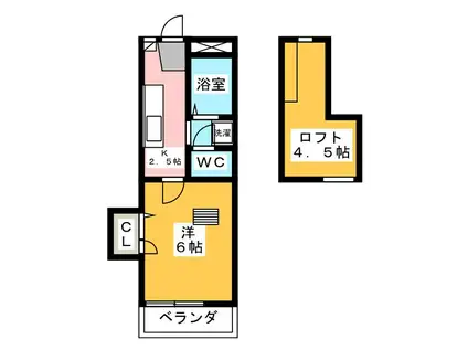 レインボーハイム(1K/1階)の間取り写真