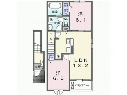 けやきレジデンスα(2LDK/2階)の間取り写真