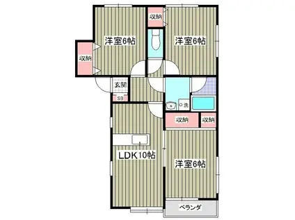福島ハイツ(3LDK/1階)の間取り写真