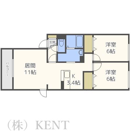 アーク円山公園(2LDK/1階)の間取り写真