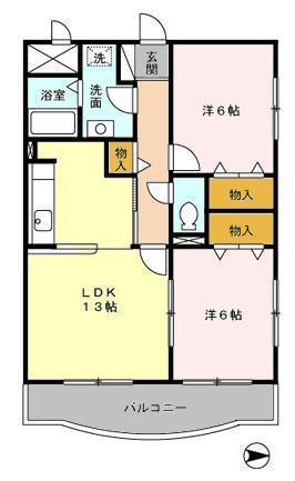 メルヴェイユ(2LDK/3階)の間取り写真