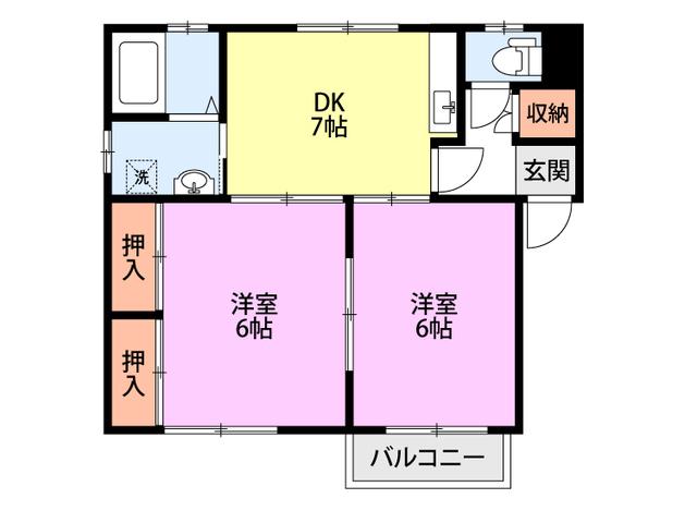 アートヒルズ(2DK/2階)の間取り写真