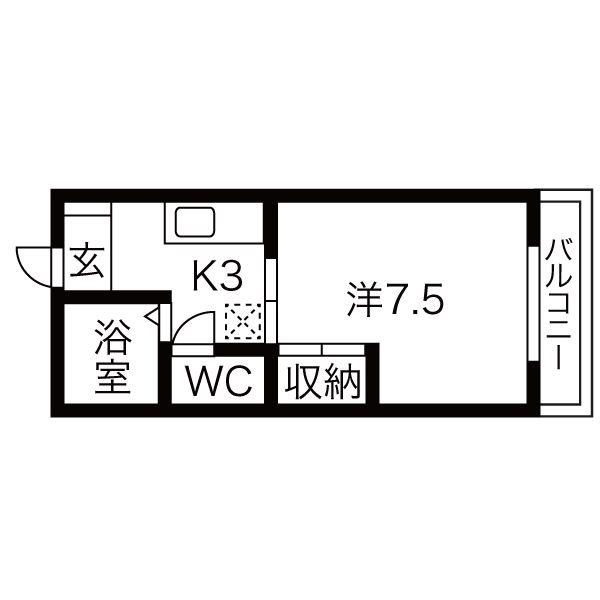 アルモニーしのだⅠ(1K/1階)の間取り写真
