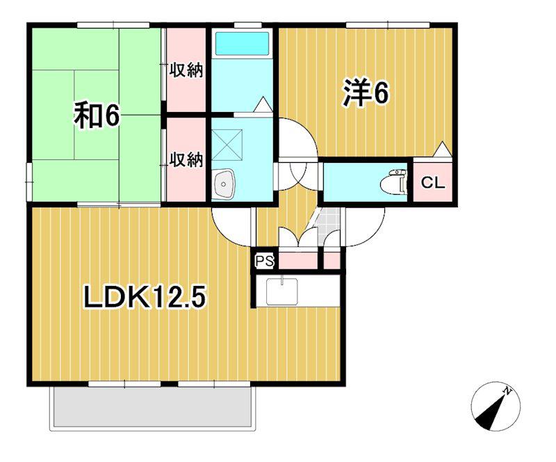 プレミールC(2LDK/1階)の間取り写真