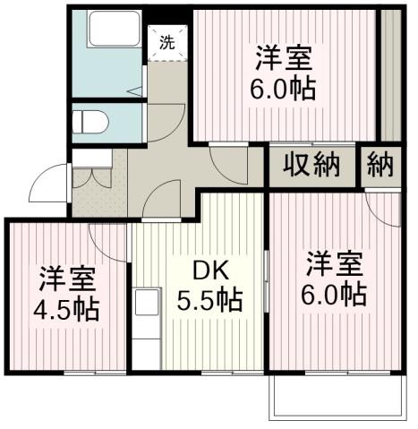 ドゥオメゾンA(3K/2階)の間取り写真