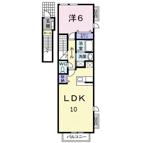 メゾンヌーベル(1LDK/2階)の間取り写真