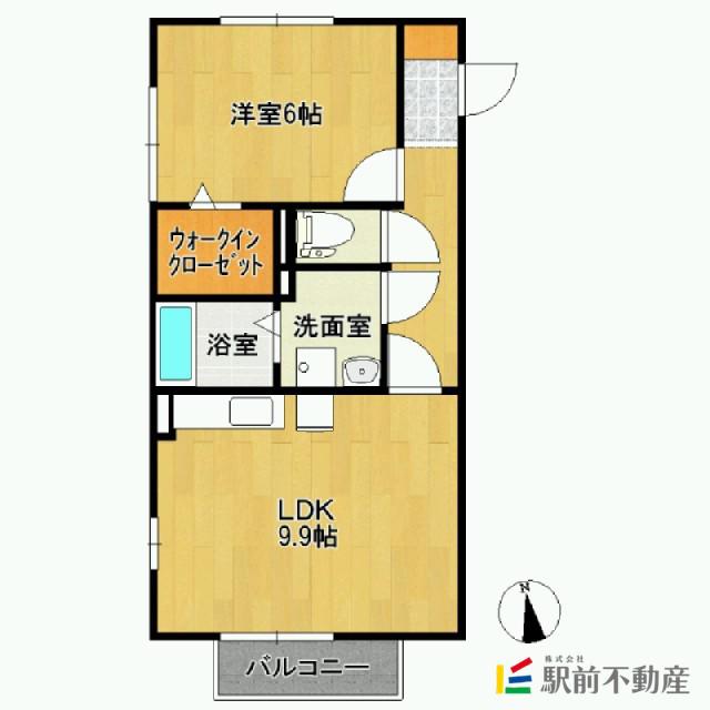 ヴェルデ西田代II(1LDK/2階)の間取り写真