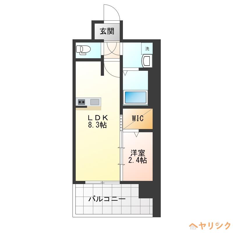エスリード志賀本通ザ・フロント(1LDK/4階)の間取り写真