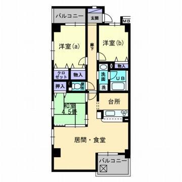SQUARE今里(3LDK/5階)の間取り写真
