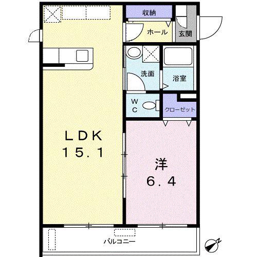 アビタシオンIII(1LDK/1階)の間取り写真