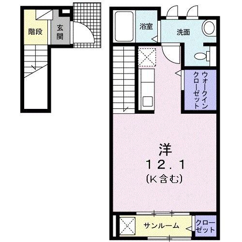 NAGOMI II(ワンルーム/2階)の間取り写真