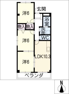 プラチナハイツ安井III(3LDK/2階)の間取り写真