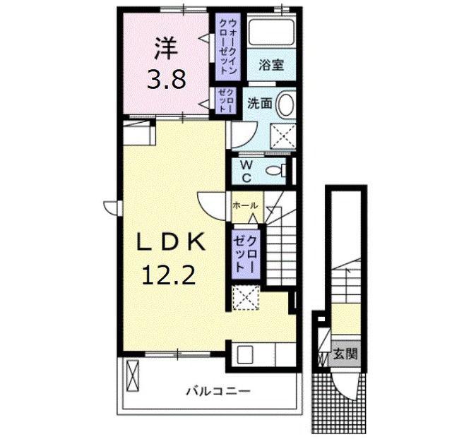 グランスターツA(1LDK/2階)の間取り写真