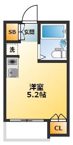 花水木ハウス(ワンルーム/1階)の間取り写真