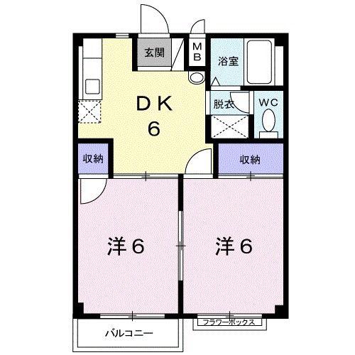 プレシャスふじの(2DK/1階)の間取り写真