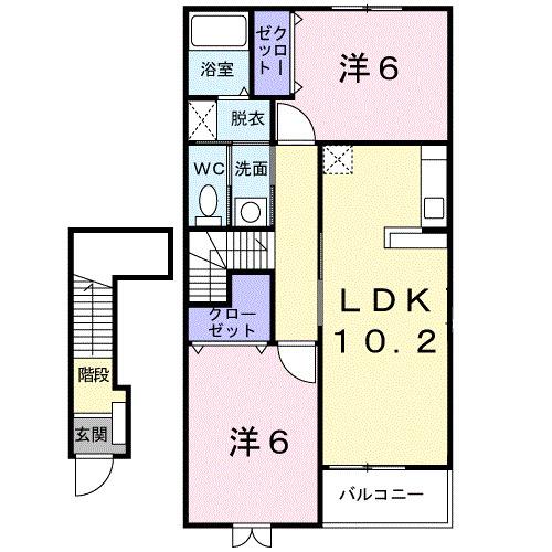 ブライト・ブルックA(2LDK/2階)の間取り写真