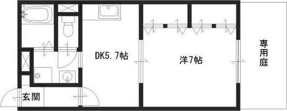 ウエストヴィラ(1DK/1階)の間取り写真