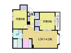 ノースフラットⅢ(2LDK/1階)の間取り写真