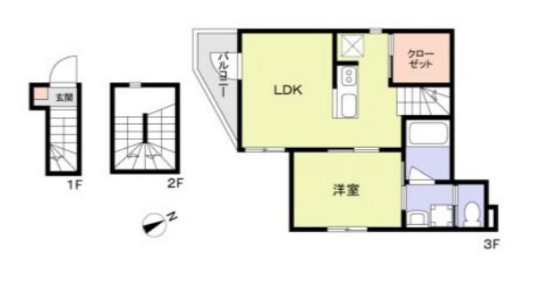WOODCREST大井RESIDENCE(1LDK/3階)の間取り写真