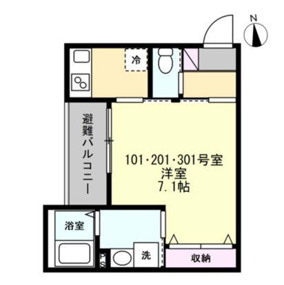 ベイルーム相模原ファイン(1K/2階)の間取り写真