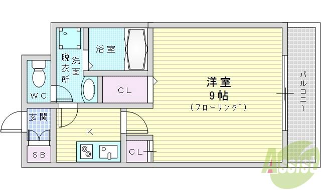 北大阪急行 緑地公園駅 徒歩5分 4階建 築22年(1K/2階)の間取り写真