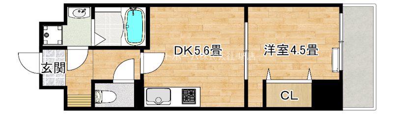 ARCA堺綾之町(1DK/4階)の間取り写真