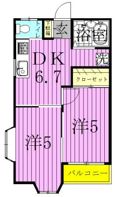 TMフラッツ(2DK/1階)の間取り写真