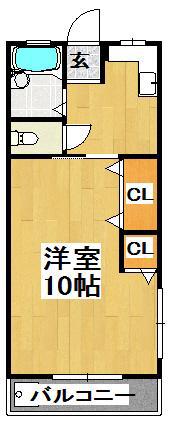 ナニワハイツ(1DK/3階)の間取り写真