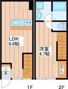 アスフォート(1LDK/1階)の間取り写真