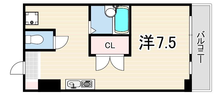 ASHIYA1555(ワンルーム/5階)の間取り写真