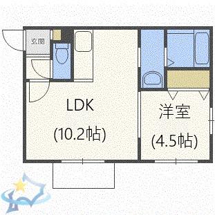 グランディール24軒(1LDK/4階)の間取り写真