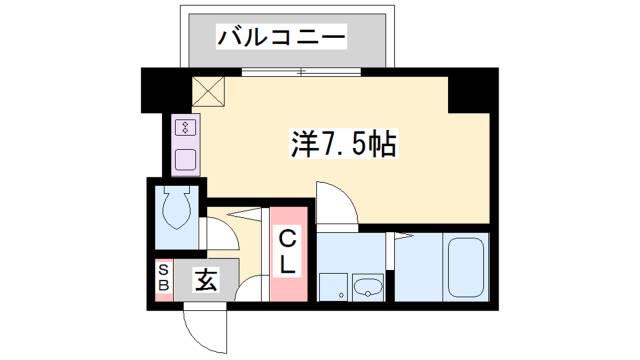 エスリード中山手 県庁前(ワンルーム/3階)の間取り写真