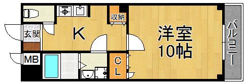 ハイムS(1K/3階)の間取り写真