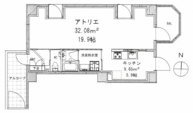 モンテヴェルデ神楽坂弐番館(1LDK/6階)の間取り写真
