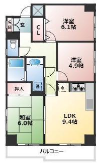 R FIELDS MATSUDO(3LDK/3階)の間取り写真