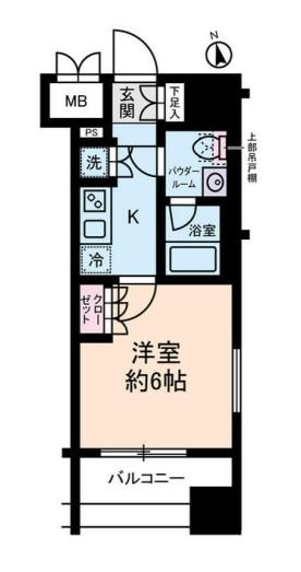 RISING PLACE 川崎(1K/15階)の間取り写真