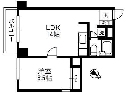 パシフィックパレス赤坂(1LDK/2階)の間取り写真