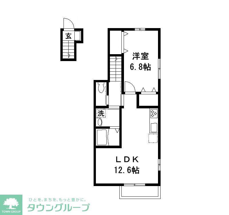 カーサユーアイ(1LDK/2階)の間取り写真