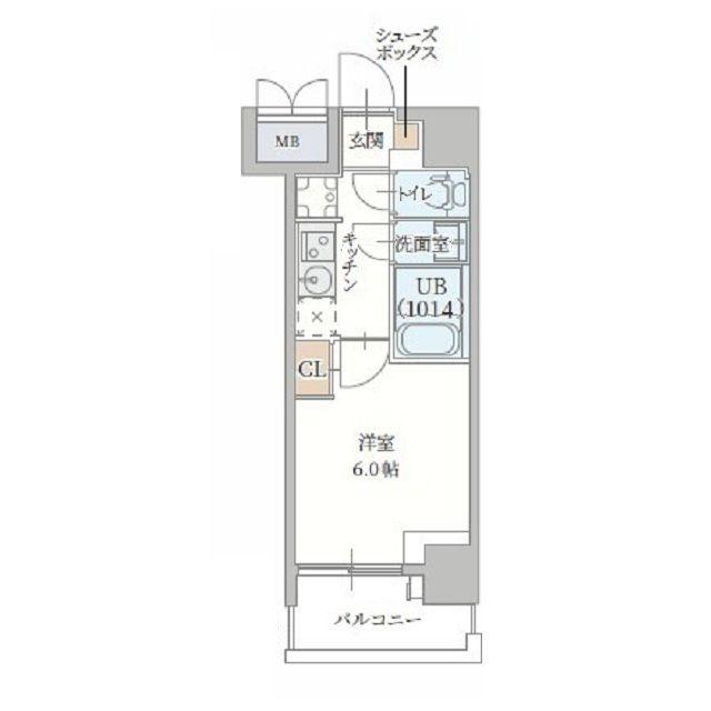 プランドール新北野(1K/4階)の間取り写真
