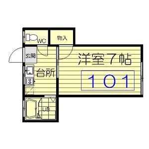 エコールF(1K/1階)の間取り写真