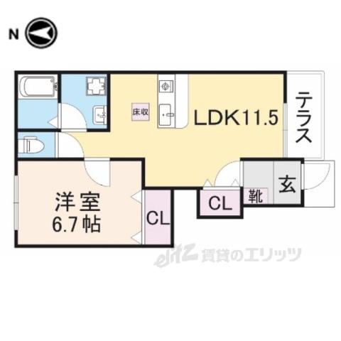 レジデンスガーデン(1LDK/1階)の間取り写真