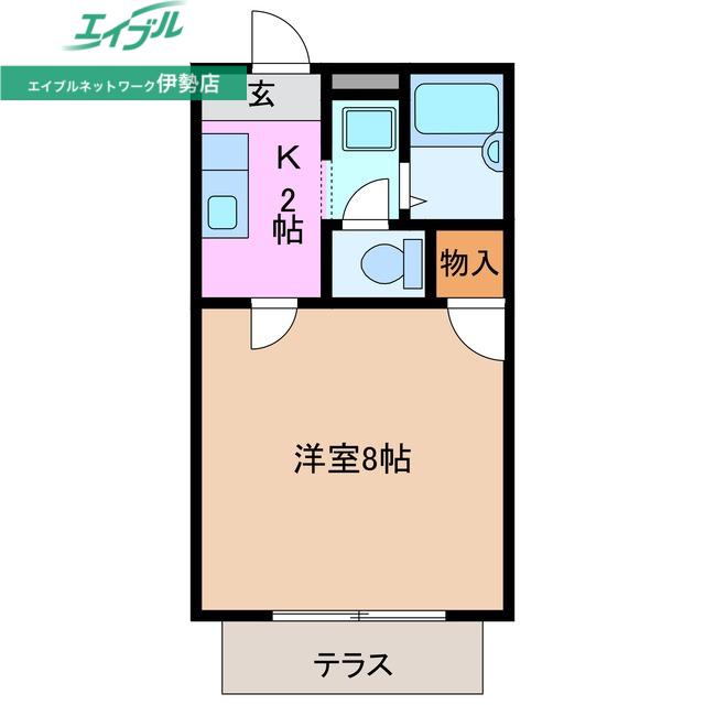 フォレスタ伊勢(1K/1階)の間取り写真