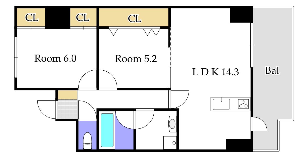 BELLA CASA ノース(2LDK/3階)の間取り写真