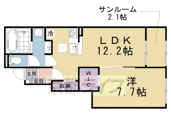 ヒカルサ仰木の里II(1LDK/1階)の間取り写真