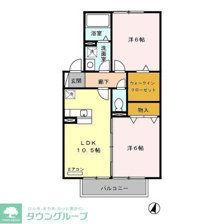 リリー坂下B(2LDK/2階)の間取り写真