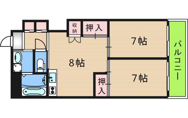 サンコーポラス南港 26号棟(2LDK/1階)の間取り写真