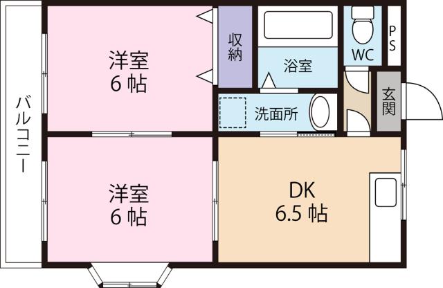 アルカディア(2DK/1階)の間取り写真