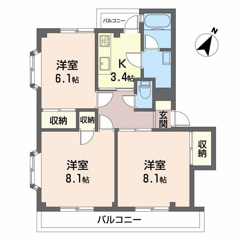 中央ハイツ(3K/2階)の間取り写真