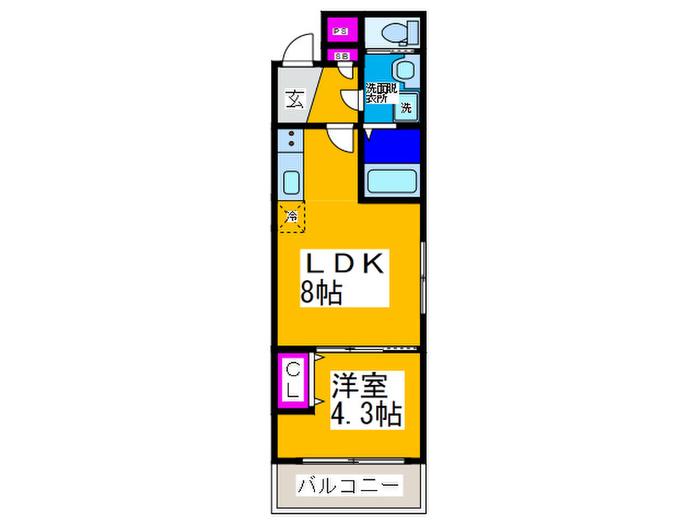 H-MAISON ウエスト(1LDK/1階)の間取り写真